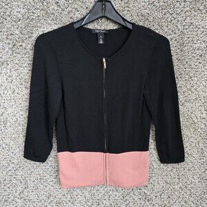 White House Black Market Cardigan Womens XS‎ Black Full Zip Lightweight Ladies